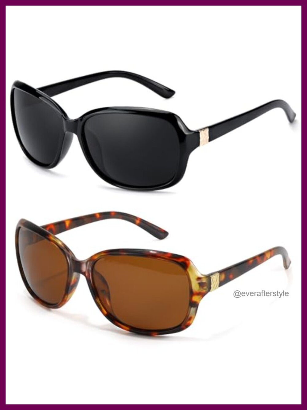 Polarized UV400 Oversized Rectangular Sunglasses 2-Pack Full-Frame Scratch